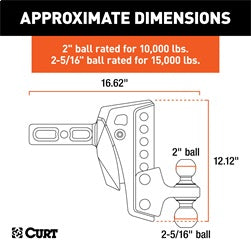 CURT Rebellion XD Adjustable Cushion Hitch with Dual Ball (2in. Shank; 15;000 lbs.)