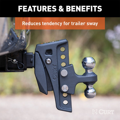 CURT Rebellion XD Adjustable Cushion Hitch with Dual Ball (2in. Shank; 15;000 lbs.)