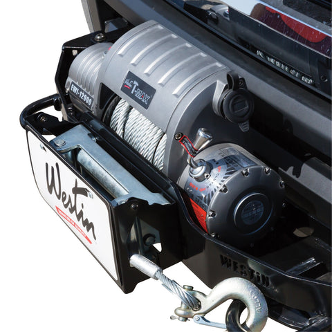 Westin Winch Mount License Plate Relocator; Black; Hardware Included;