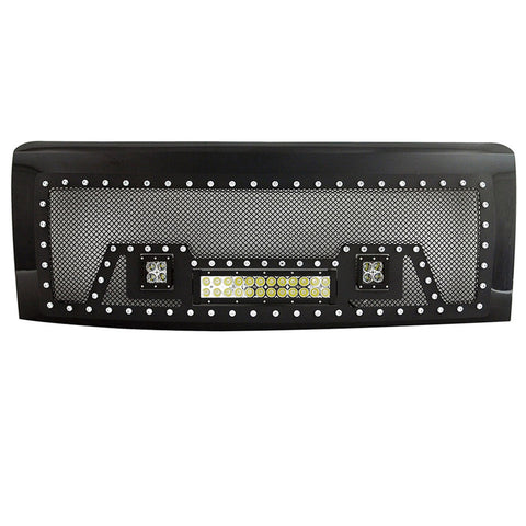 Paramount Automotive Evolution Mesh Grille; Stainless Steel; w/3 LED Lights; Black;
