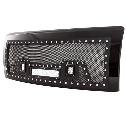 Paramount Automotive Evolution Mesh Grille; Stainless Steel; w/3 LED Lights; Black;