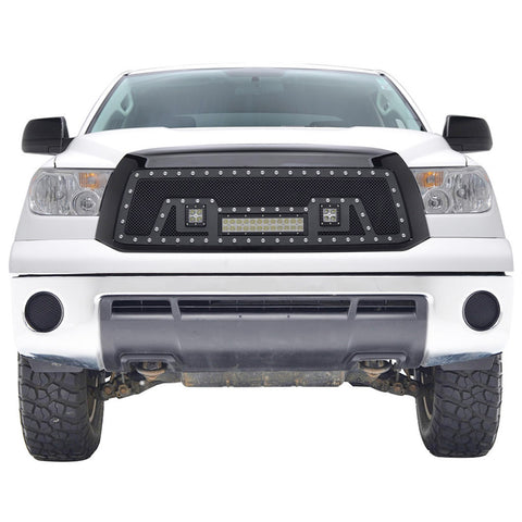 Paramount Automotive Evolution Mesh Grille; Stainless Steel; w/3 LED Lights; Black;