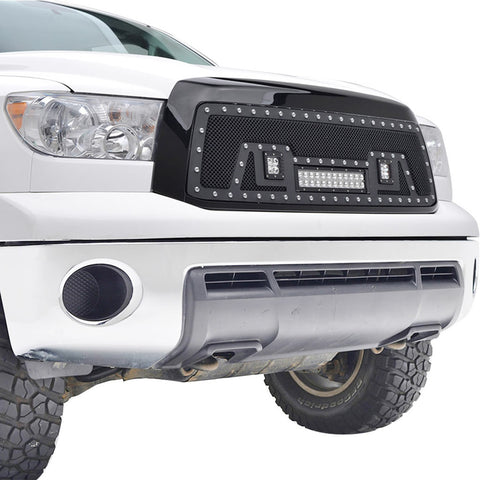 Paramount Automotive Evolution Mesh Grille; Stainless Steel; w/3 LED Lights; Black;