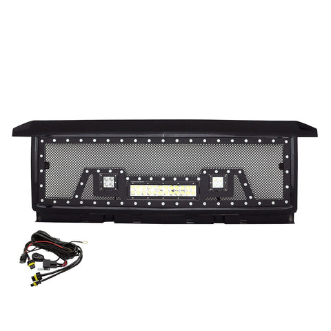 Paramount Automotive Evolution Packaged Grille; Wire Mesh; Stainless Steel; Black; w/LED;