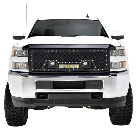 Paramount Automotive Evolution Packaged Grille; Wire Mesh; Stainless Steel; Black; w/LED;