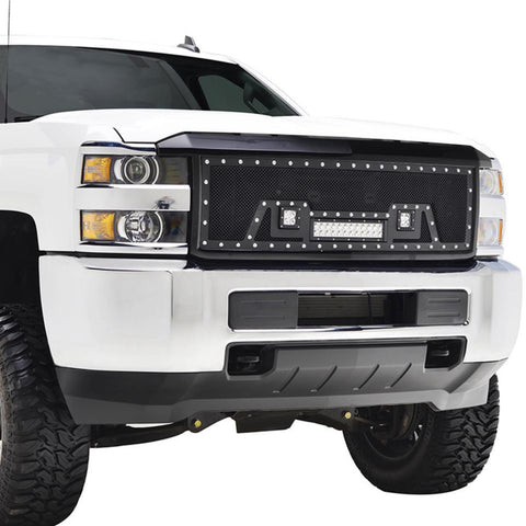 Paramount Automotive Evolution Packaged Grille; Wire Mesh; Stainless Steel; Black; w/LED;
