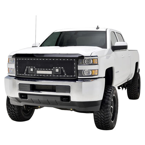 Paramount Automotive Evolution Packaged Grille; Wire Mesh; Stainless Steel; Black; w/LED;
