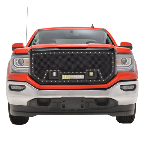 Paramount Automotive Evolution Packaged Grille; Wire Mesh; Stainless Steel; Black; w/LED;