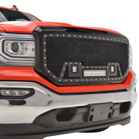 Paramount Automotive Evolution Packaged Grille; Wire Mesh; Stainless Steel; Black; w/LED;