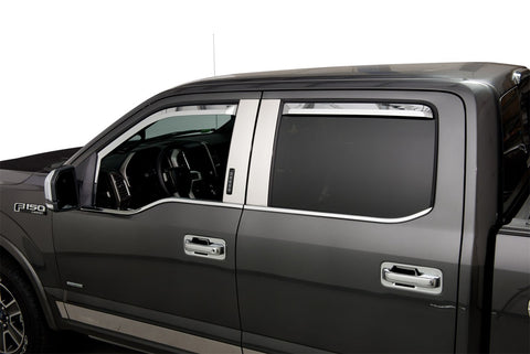Putco Element Chrome Window Visor In Channel; 4 pc.;