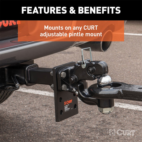 CURT CURT 48190 Pintle Hitch with 2-Inch Trailer Ball; 16;000 lbs; Mount Required