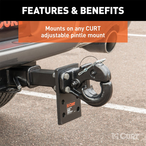 CURT Pintle Hook (10;000 lbs.; 2-1/2in. or 3in. Lunette Rings)
