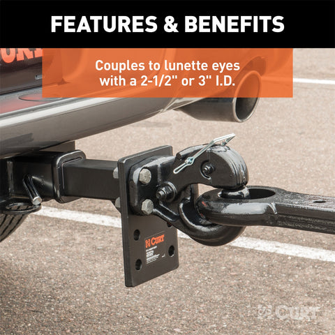CURT Pintle Hook (30;000 lbs.; 2-1/2in. or 3in. Lunette Rings)