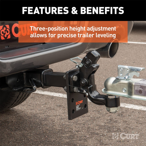 CURT Adjustable Pintle Mount (2in. Shank; 15;000 lbs.; 7in. High; 6in. Long)