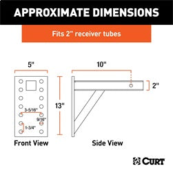 CURT Adjustable Pintle Mount (2in. Shank; 10;000 lbs.; 13in. High; 10in. Long)