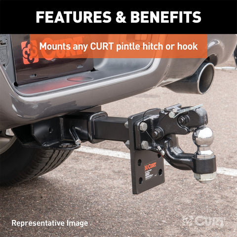 CURT Adjustable Pintle Mount (2in. Shank; 10;000 lbs.; 13in. High; 10in. Long)
