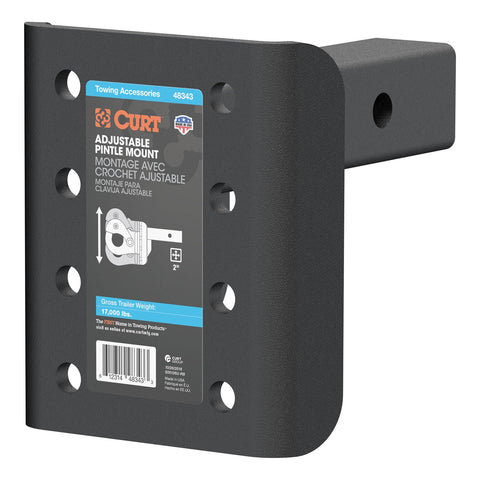 CURT Adjustable Pintle Mount (2in. Shank; 17;000 lbs.; 7-1/4in. High; 6in. Long)