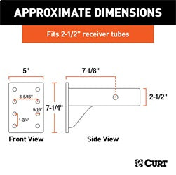 CURT Adjustable Pintle Mount (2-1/2in. Shank; 20;000 lbs.; 7-1/4in. High; 10-3/4in. L