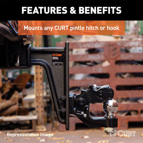 CURT Adjustable Pintle Mount (2-1/2in. Shank; 20;000 lbs.; 7-1/4in. High; 10-3/4in. L