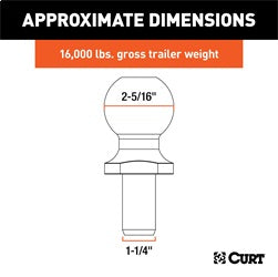 CURT Replacement 2-5/16in. Pintle Ball (16;000 lbs.; 1-1/4in. Shank)