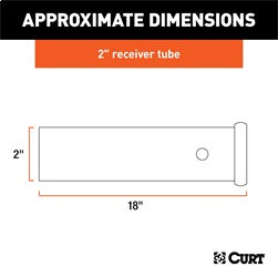 CURT CURT 49180 2-Inch x 18-Inch Weld-On Raw Steel Trailer Hitch Receiver Tube