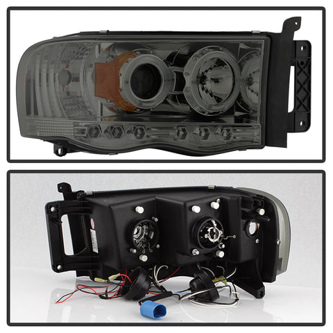 Spyder Auto Halo LED Projector Headlights; Uses T10 LED Ultra White LED Bulb; Pair; Smoke;