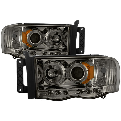 Spyder Auto Halo LED Projector Headlights; Uses T10 LED Ultra White LED Bulb; Pair; Smoke;