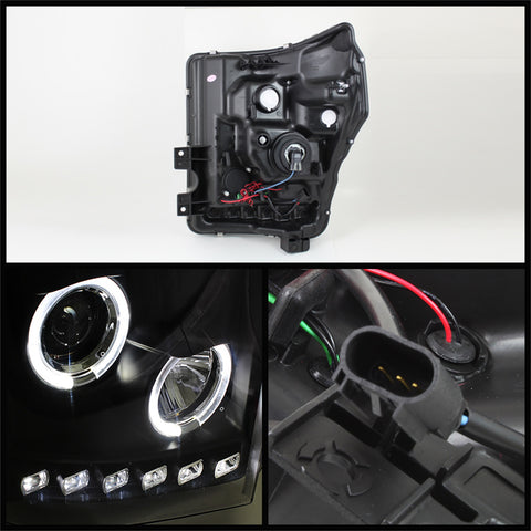 Spyder Auto Halo LED Projector Headlights; Bulbs Included; Pair; Black;