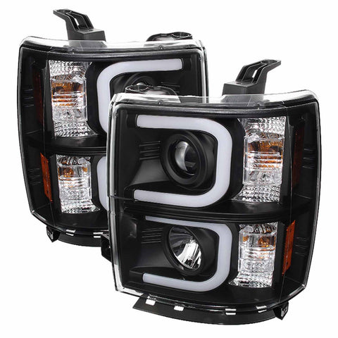 Spyder Auto Projector Headlights; Light Bar DRL; High H1/Low H7 Bulbs Included; Black;