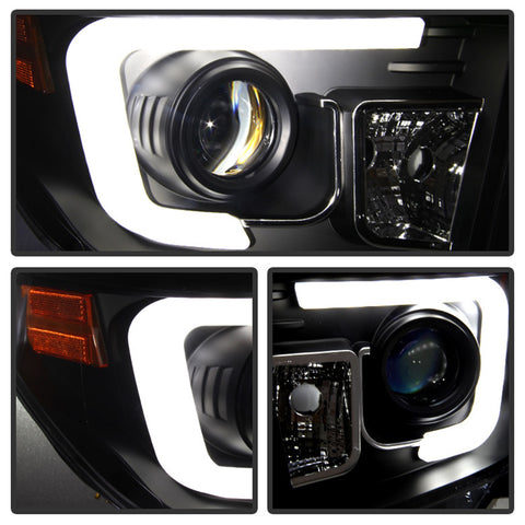 Spyder Auto Projector Headlights; Light Bar DRL; Black;