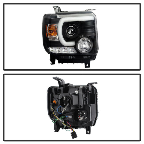 Spyder Auto DRL Projector Headlights; Light Bar DRL; Black;