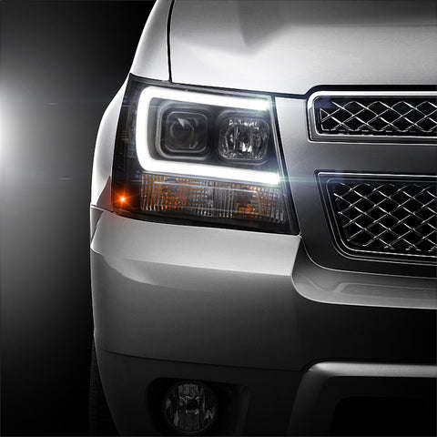 Spyder Auto DRL LED Projector Headlights; Version 2; Black;