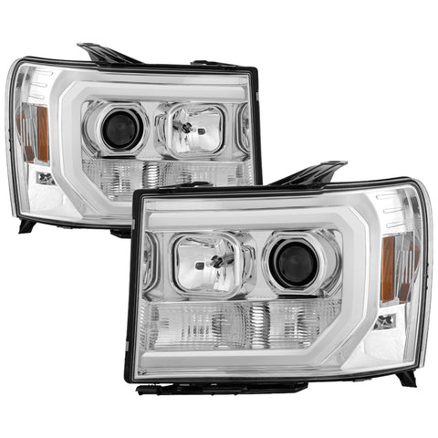 Spyder Auto Light Bar DRL LED Projector Headlights; Version 2; Chrome;