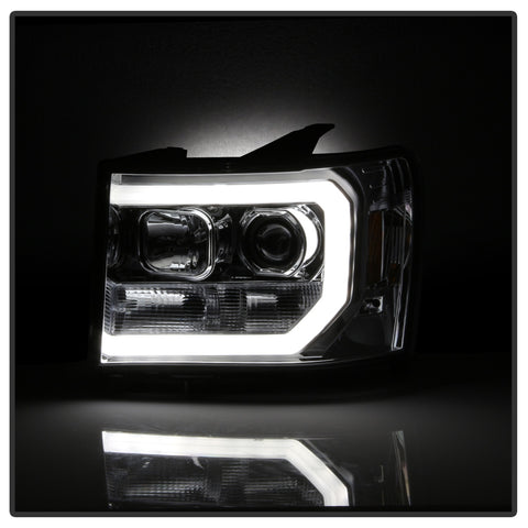 Spyder Auto Light Bar DRL LED Projector Headlights; Version 2; Chrome;