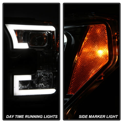 Spyder Auto DRL LED Projector Headlights; Bulbs Included; Pair; Smoke;