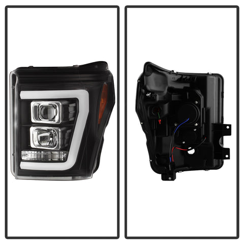Spyder Auto Projector Headlights; Light Bar DRL; Version 2; Black;