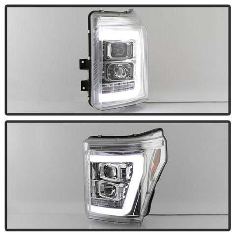 Spyder Auto Projector Headlights; Light Bar DRL; Version 2 ; Chrome;