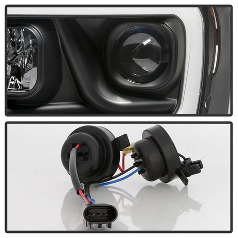 Spyder Auto Projector Headlights; Light Bar DRL; Version 2; Black;