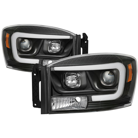 Spyder Auto Projector Headlights; Light Bar DRL; Version 2; Black;