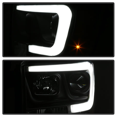 Spyder Auto Projector Headlights; Light Bar DRL; Version 2; Black;