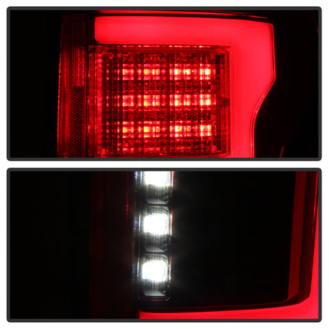 Spyder Auto LED Tail Lights; Light Bar; Compatible w/Rear Blind Spot Sensor Only; Red Clear;
