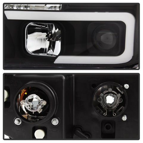 Spyder Auto Projector Headlights; Light Bar DRL; Version 2; Black;