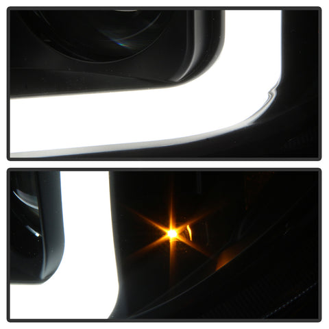 Spyder Auto Projector Headlights; Light Bar DRL; Version 2; Black;