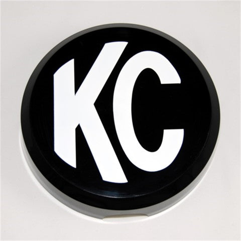 KC Hilites Cover; 6in. Rnd Black w/Wht KC Hard (ea)