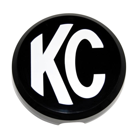 KC Hilites Cover; 6in. Rnd Black w/Wht KC Hard (ea)