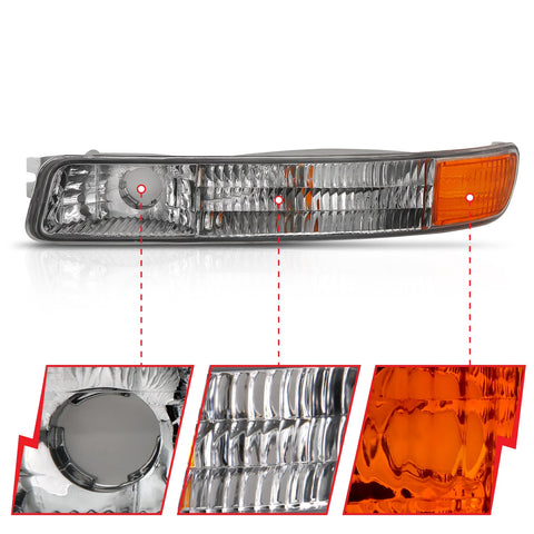 Anzo USA LED Parking Lights; Clear Lens; Chrome w/Amber; Pair;