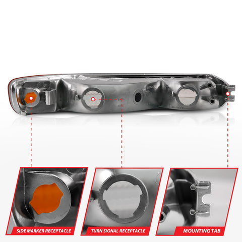 Anzo USA LED Parking Lights; Clear Lens; Chrome w/Amber; Pair;