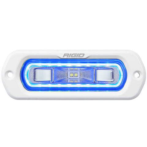 Rigid Industries RIGID SR-L Series Marine Spreader Pod; 2 Wire Flush Mount; White W/Blue Halo