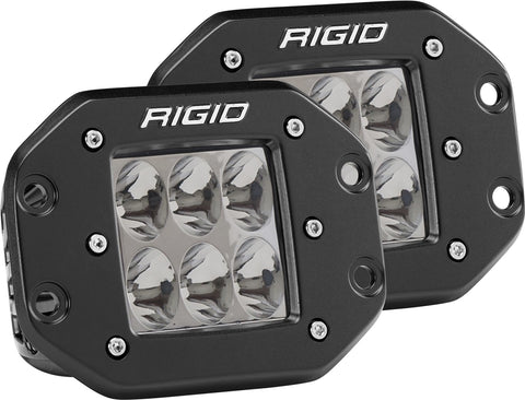 Rigid Industries RIGID D-Series PRO LED Light; Driving Optic; Flush Mount; Black Housing; Pair
