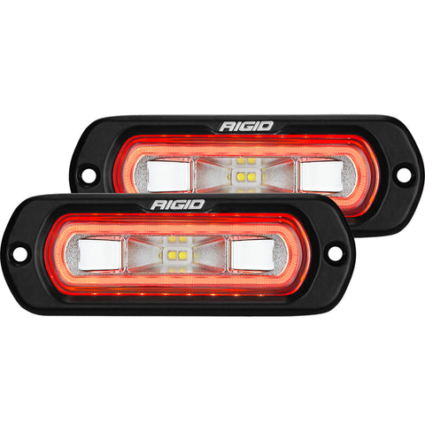 Rigid Industries RIGID SR-L Series Off-Road Spreader Pod; Flush Mount; Red Halo; Pair